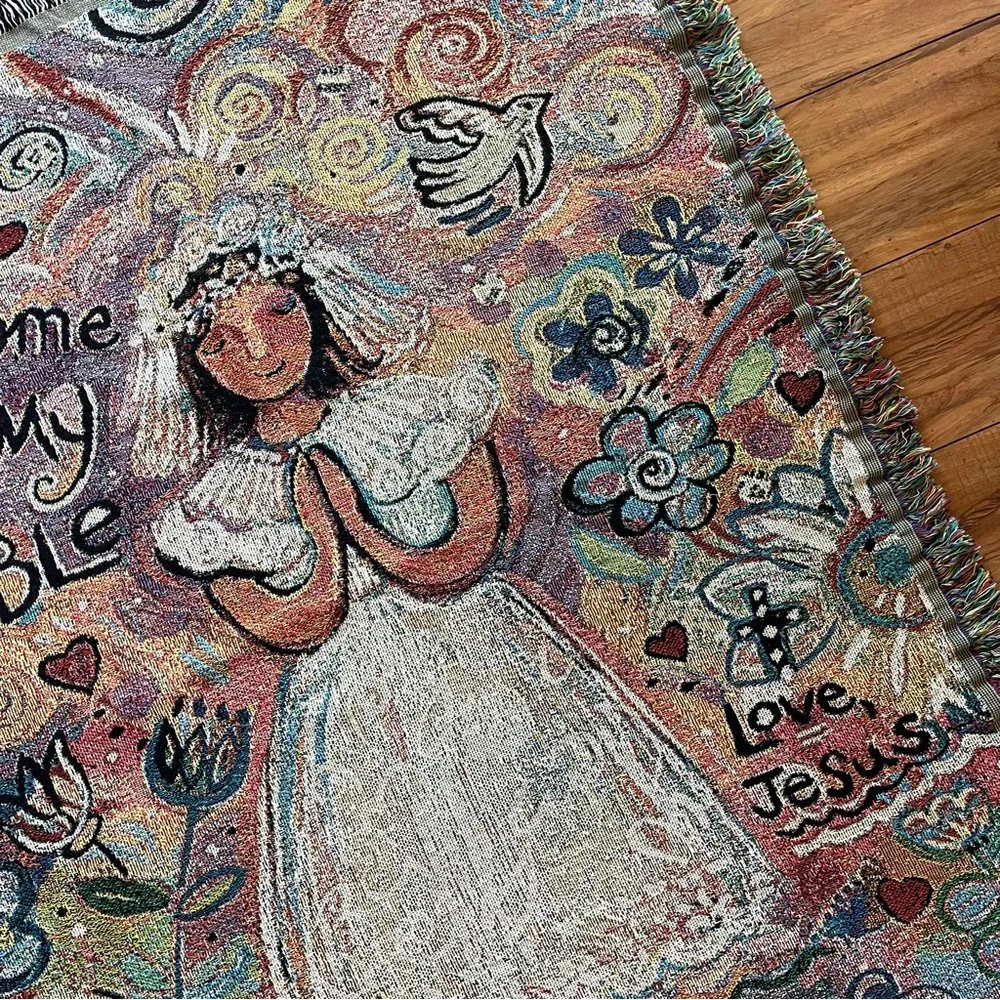 First Communion Girl Tapestry By Jen Norton Welcome to My Table Tapestry Throw